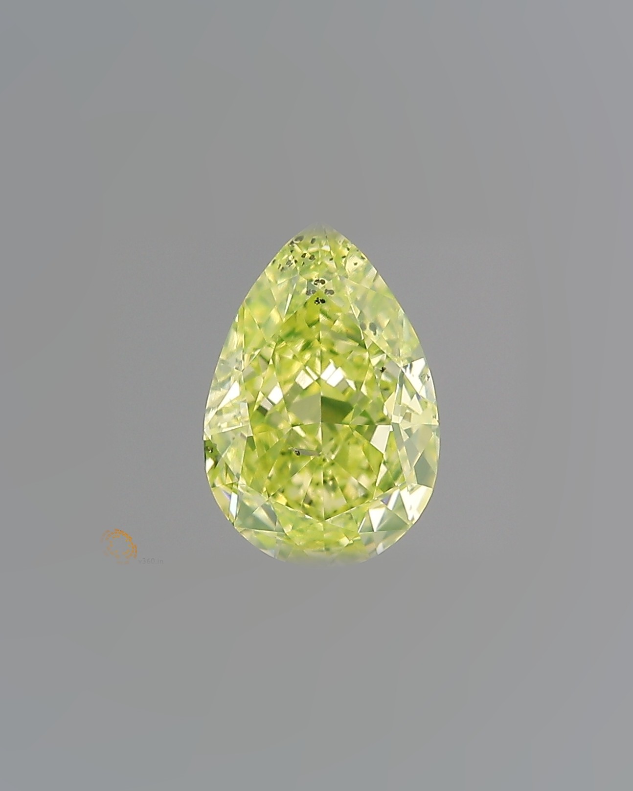 2.01 ct Pear Fancy Colour Diamond, Fancy Intense Greenish Yellow