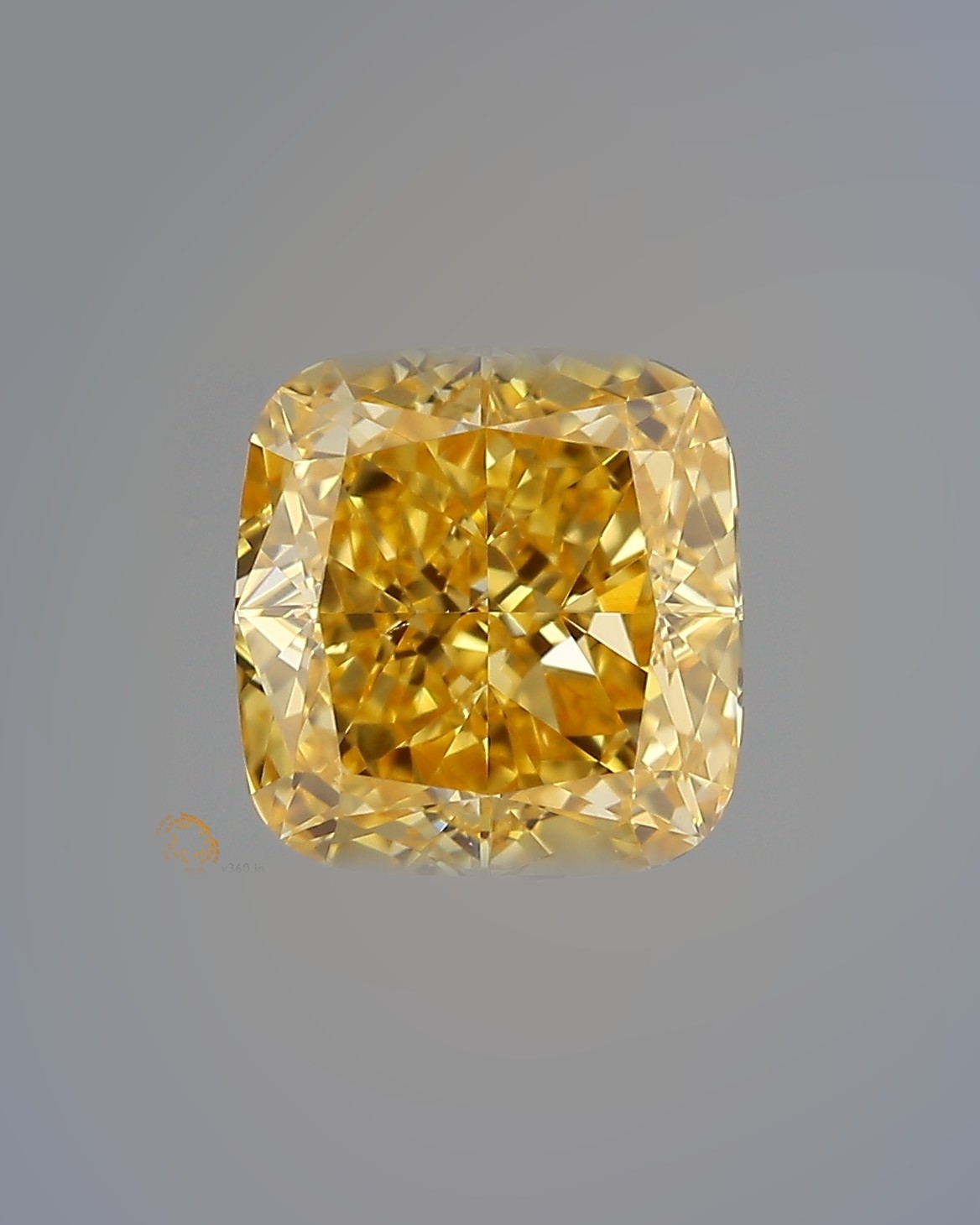 1.07 ct Cushion Fancy Colour Diamond, Fancy Intense Orange-Yellow