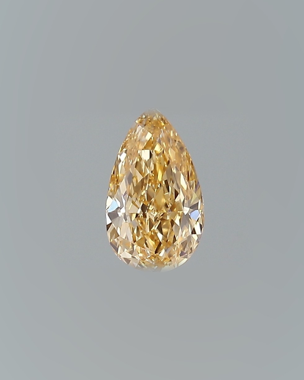 0.50 ct Pear Fancy Colour Diamond, Fancy Intense Yellowish Orange