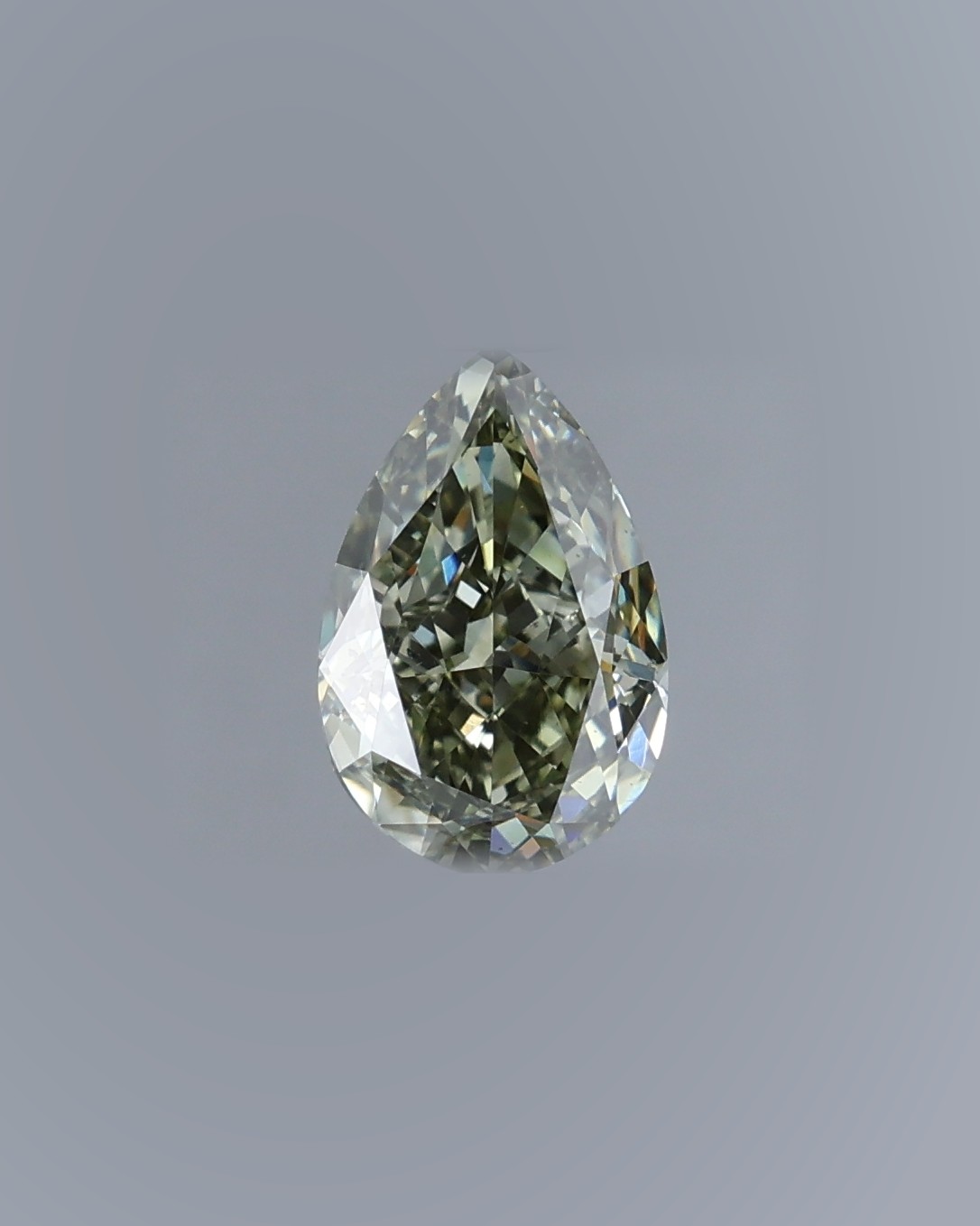 1.06 ct Pear Fancy Colour Diamond, Fancy Dark Gray-Yellowish Green